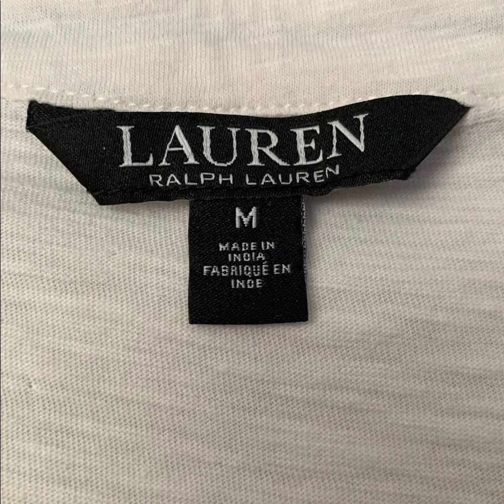 Lauren Ralph Lauren Embroidered Ruffle Trimmed Tie Banded Top Blouse Size M